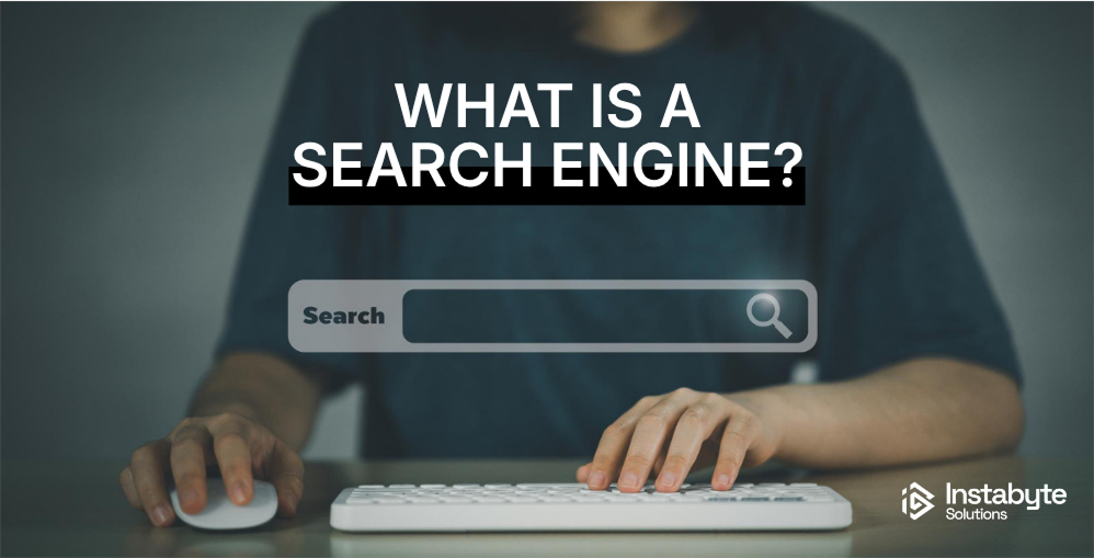 Person typing a search query, illustrating what a search engine is